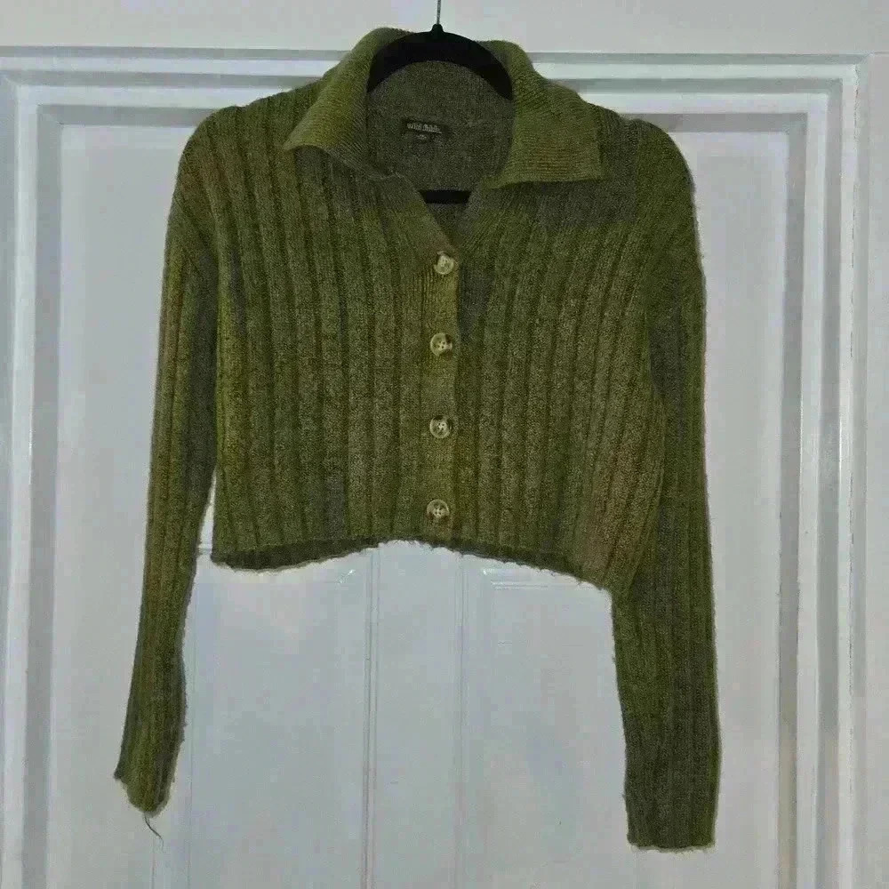 Wild Fable Womens V-Neck Button Down Cardigan Forest Green Size XS